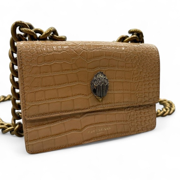 Kurt Geiger Tan Croc-Embossed Crossbody Bag - Picture 3 of 8